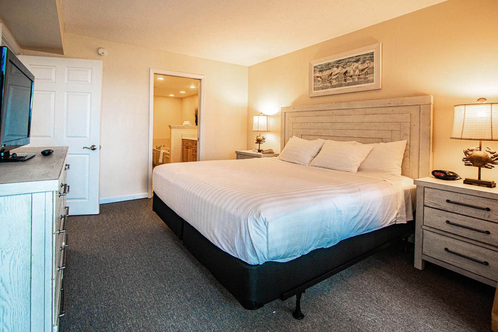 An updated master bedroom at VRI's Bay Club of Sandestin in Florida.